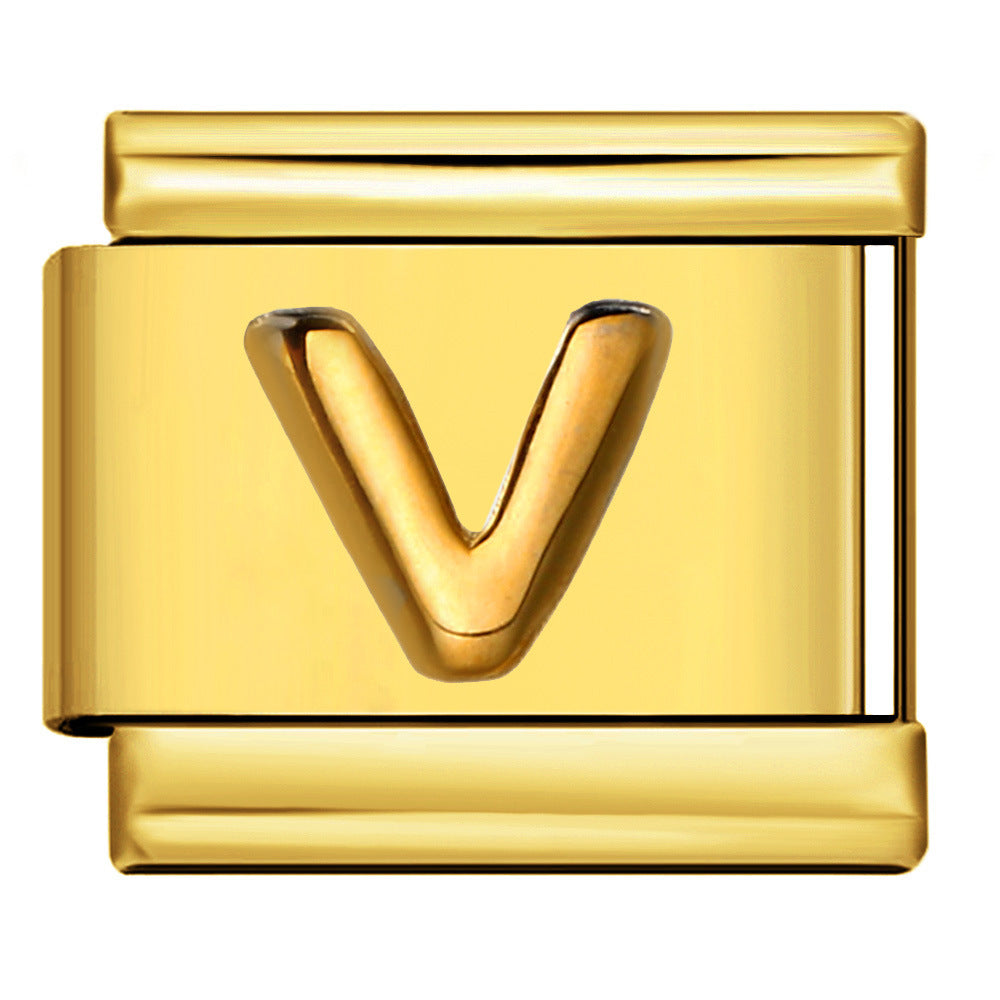 Wholesale Italian Charm Bracelet 9mm DIY Splicing Removable Raised Letters Stainless Steel Composable Bracelet