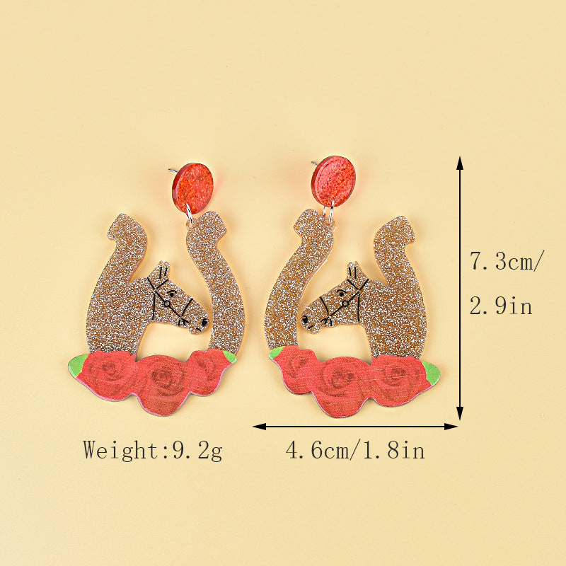 Wholesale Acrylic Horse Racing Festival Earrings Western Cowboy Hat Boots Earrings