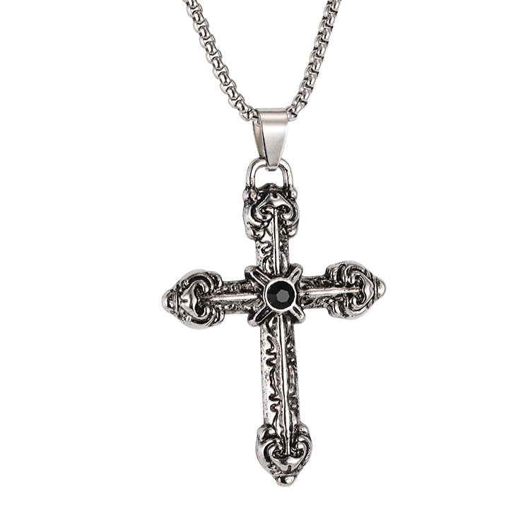 Wholesale Titanium Steel Retro Cross Necklace