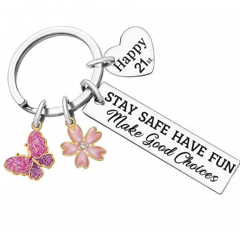 Wholesale Stainless Steel Engraved Motorcycle Keychain Couple Car Hanging Gift With Spanish Love Message