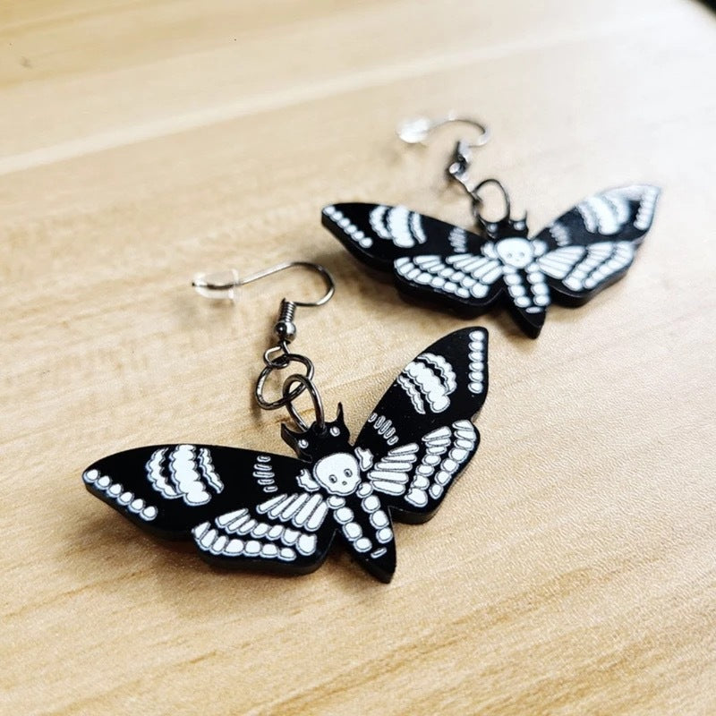 Wholesale acrylic earrings  fashion  skull moth insect butterfly earrings
