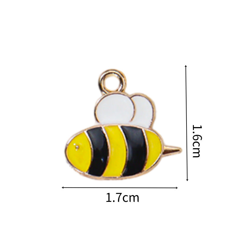 Wholesale 10pcs/pack  Alloy Oil Dripping Cartoon Bee Animal DIY Earrings Keychain Pendant Jewelry Accessories Bag Pendant