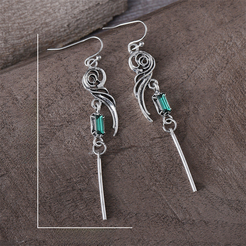 Wholesale  geometric gradient blue-green square zircon earrings