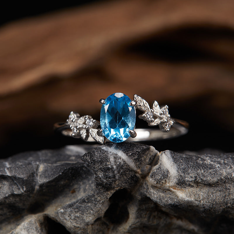 Wholesale S925 Sterling Silver Natural Topaz Garnet Ring