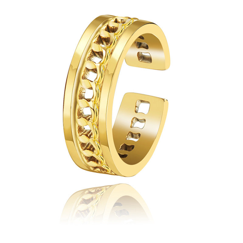 Wholesale Simple Titanium Steel Ring Flower Opening Ring