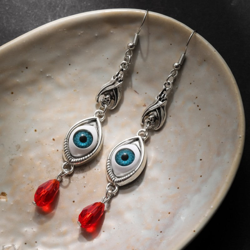 Wholesale Dark Gothic Devil' s Eye Pendant Earrings   Long Tassel Earrings