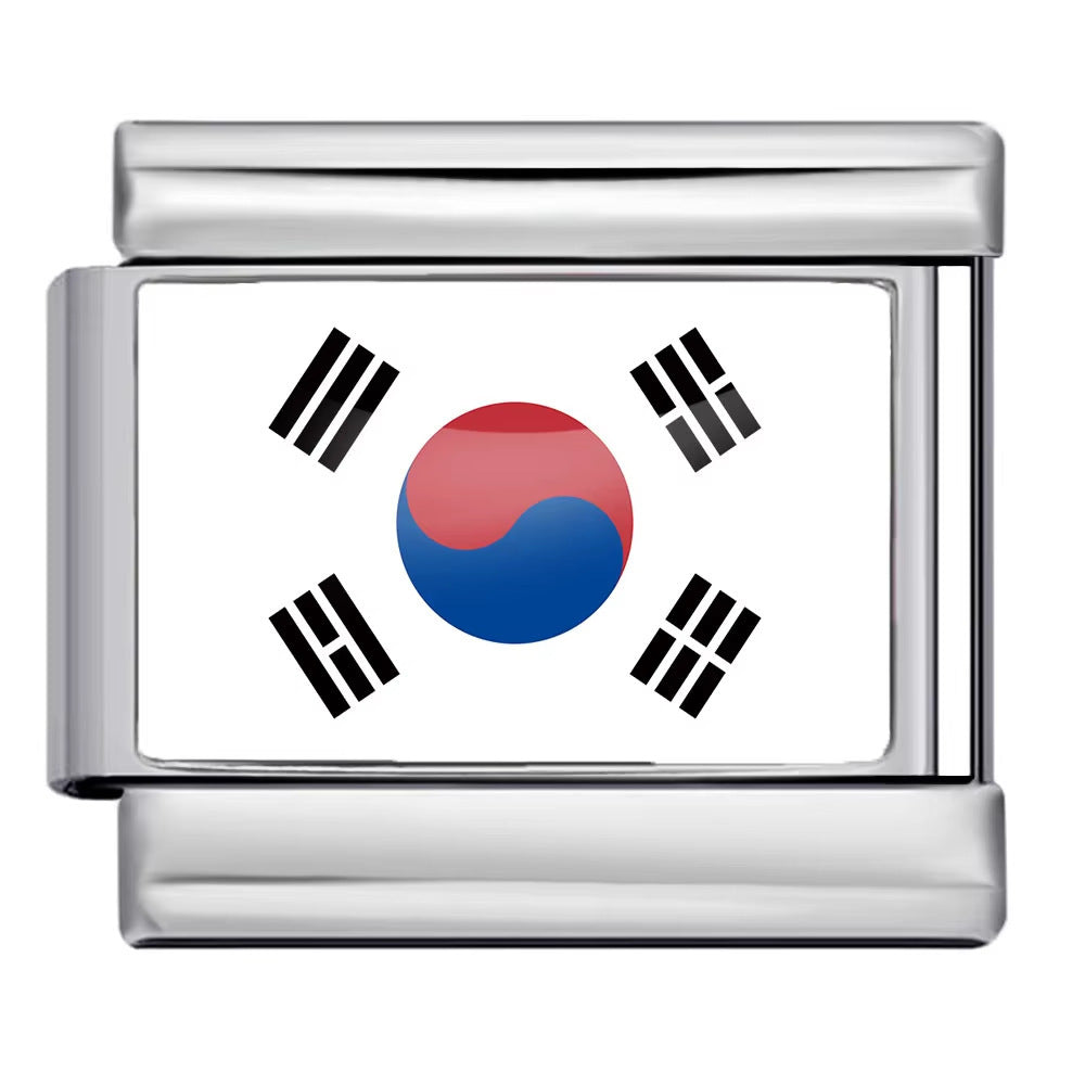 Wholesale 5pcs Italian Charm Bracelet 9mm DIY Splicing World Flag Series Stainless Steel Composable Bracelet