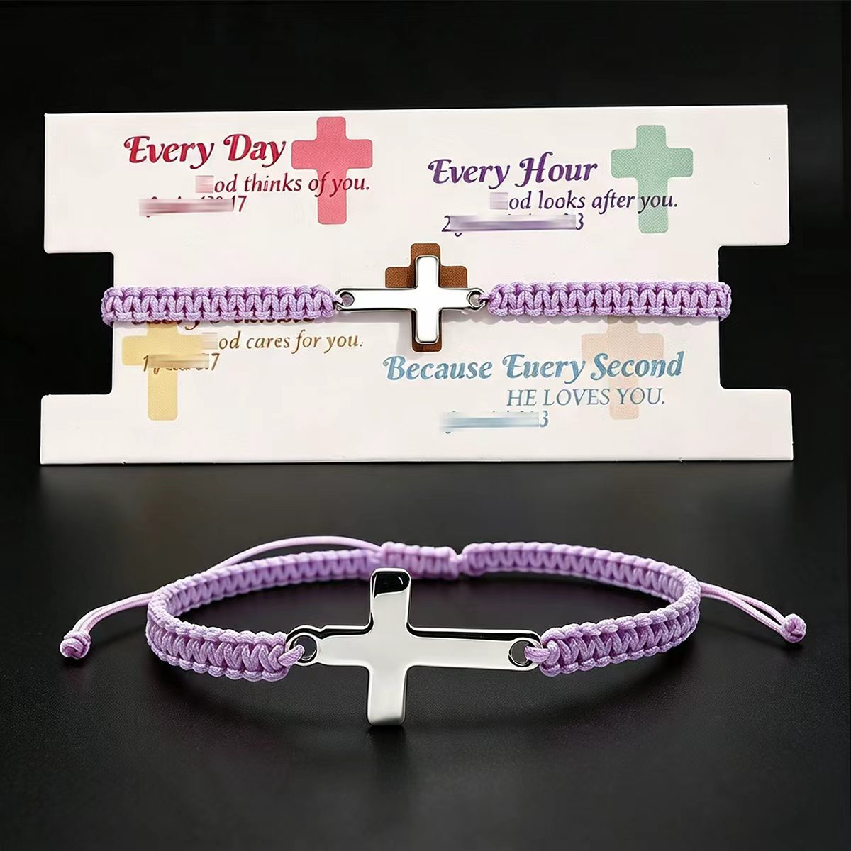 Wholesale Red Handmade Woven Cross Bracelet Stainless Steel Unisex Couple Gift Fashion Accessory