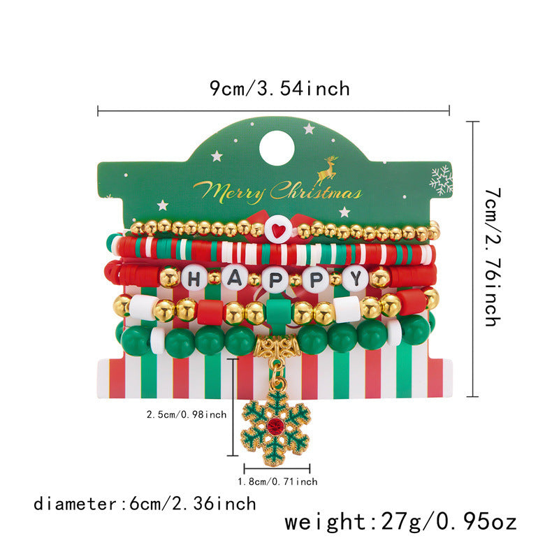 Wholesale Christmas Tree Bell Soft Clay Paper Card Bracelet Set