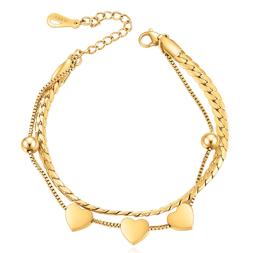 Wholesale  love simple 18K gold  titanium steel bracelet