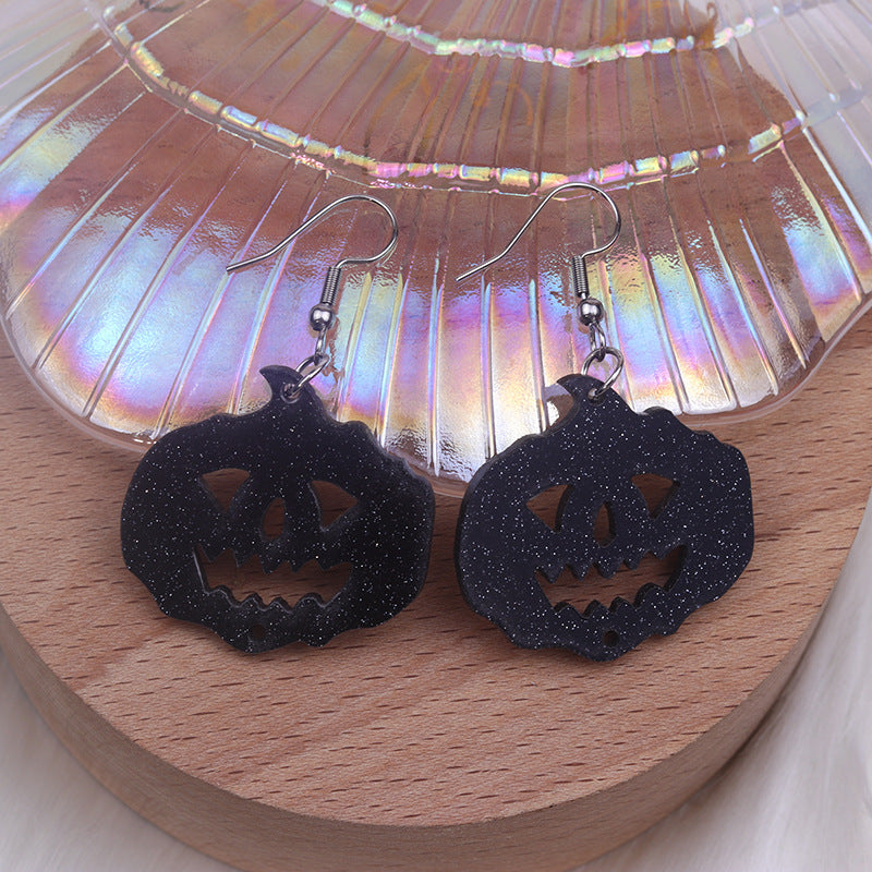 Wholesale Halloween Earrings Long Stitching Bat Pumpkin Spider Acrylic Earrings