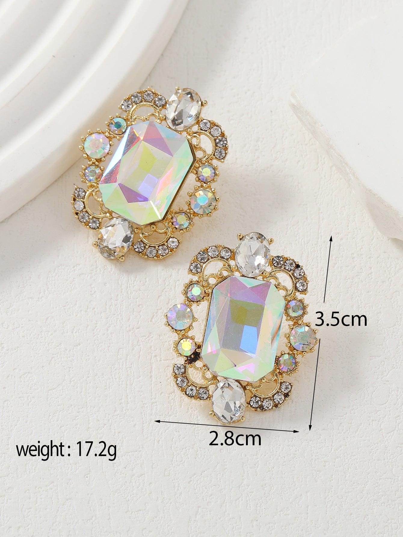 Wholesale Gemstone Series Geometric Square Drop Crystal Earrings ACC-ES-Qunq002