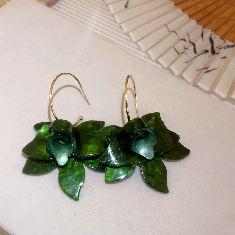 Wholesale Korean Style Fairy Floral Earrings,  Plastic Resin Electroplated,  Fashion Accessory Jewelry