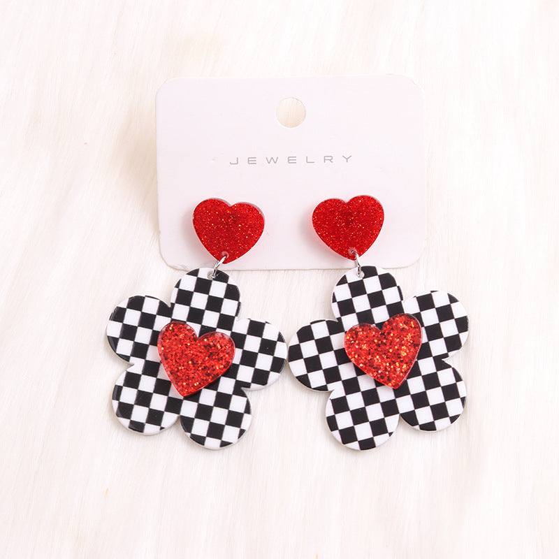 Wholesale Valentine's Day Heart Red Lips Rose Flowers Acrylic Earrings