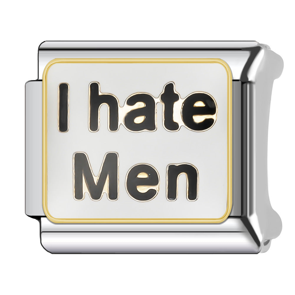 Wholesale Italian Charm Bracelet 9mm DIY Splicing English Series Stainless Steel Composable Bracelet