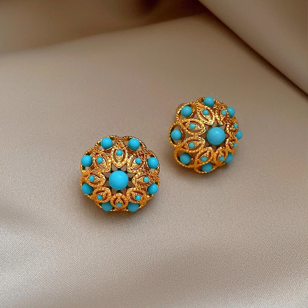 Wholesale Elegant  Sophisticated Four-Leaf Clover Turquoise Stud Earrings