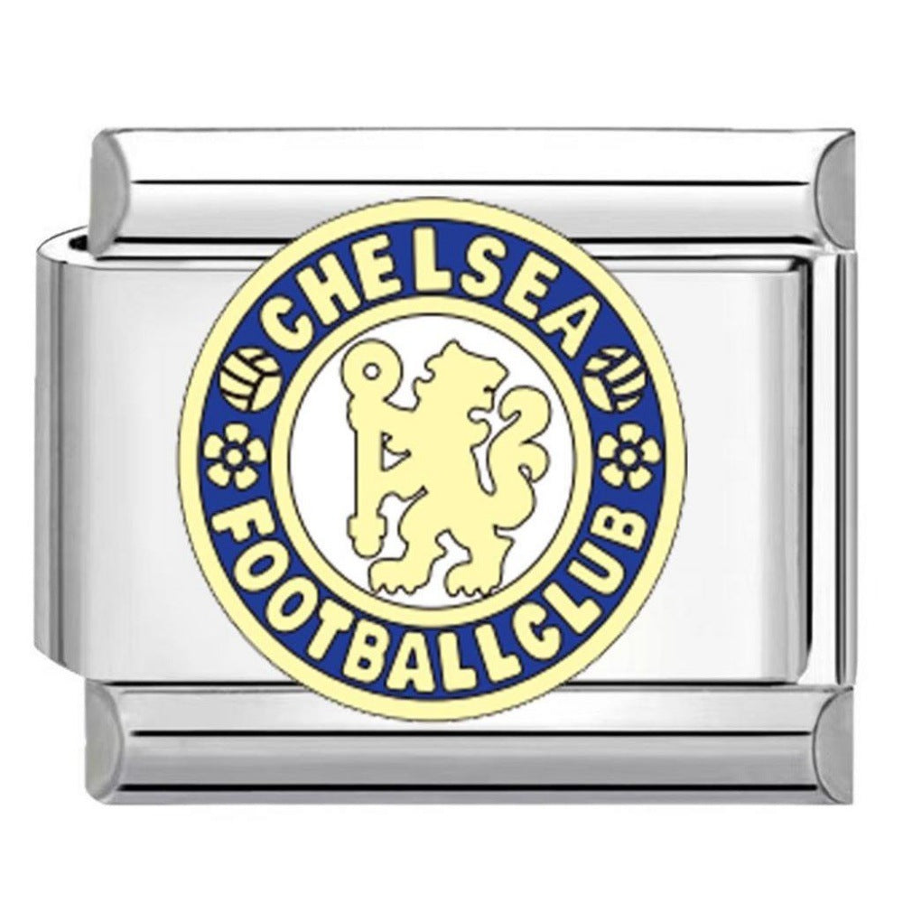 Wholesale Titanium Steel DIY Italian Charm Bracelet With Football Club Pattern Modular Accessory For Gift And Resale
