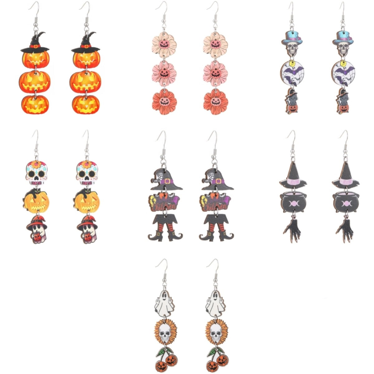 Wholesale  Halloween Wooden Color Printed Earrings