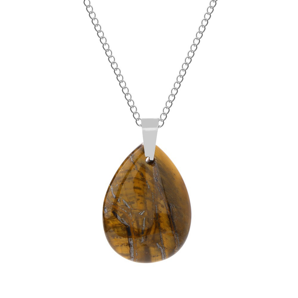 Wholesale Natural Crystal Pendant Necklace Stainless Steel O-Chain with Lobster Clasp Boutique Jewelry Accessory