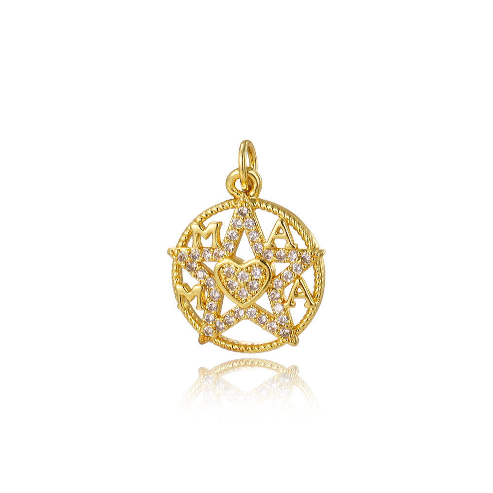 Wholesale Plated 18K Round Five-Pointed Star Necklace