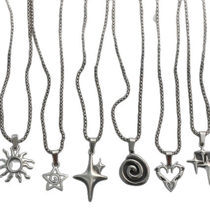 Wholesale Gothic Cross Double Star Alloy Necklace for Couples Fashion Jewelry Accessory Gift