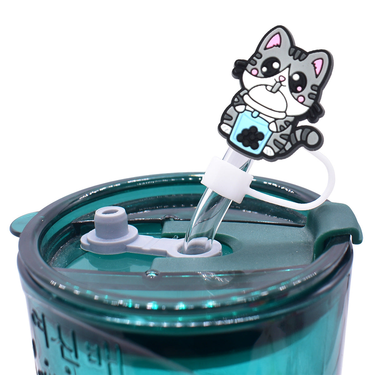 Wholesale Random 100pcs Cartoon Animal Milk Tea Cup 10mm PVC Soft Straw Tube Cap ACC-SCR-RYY084