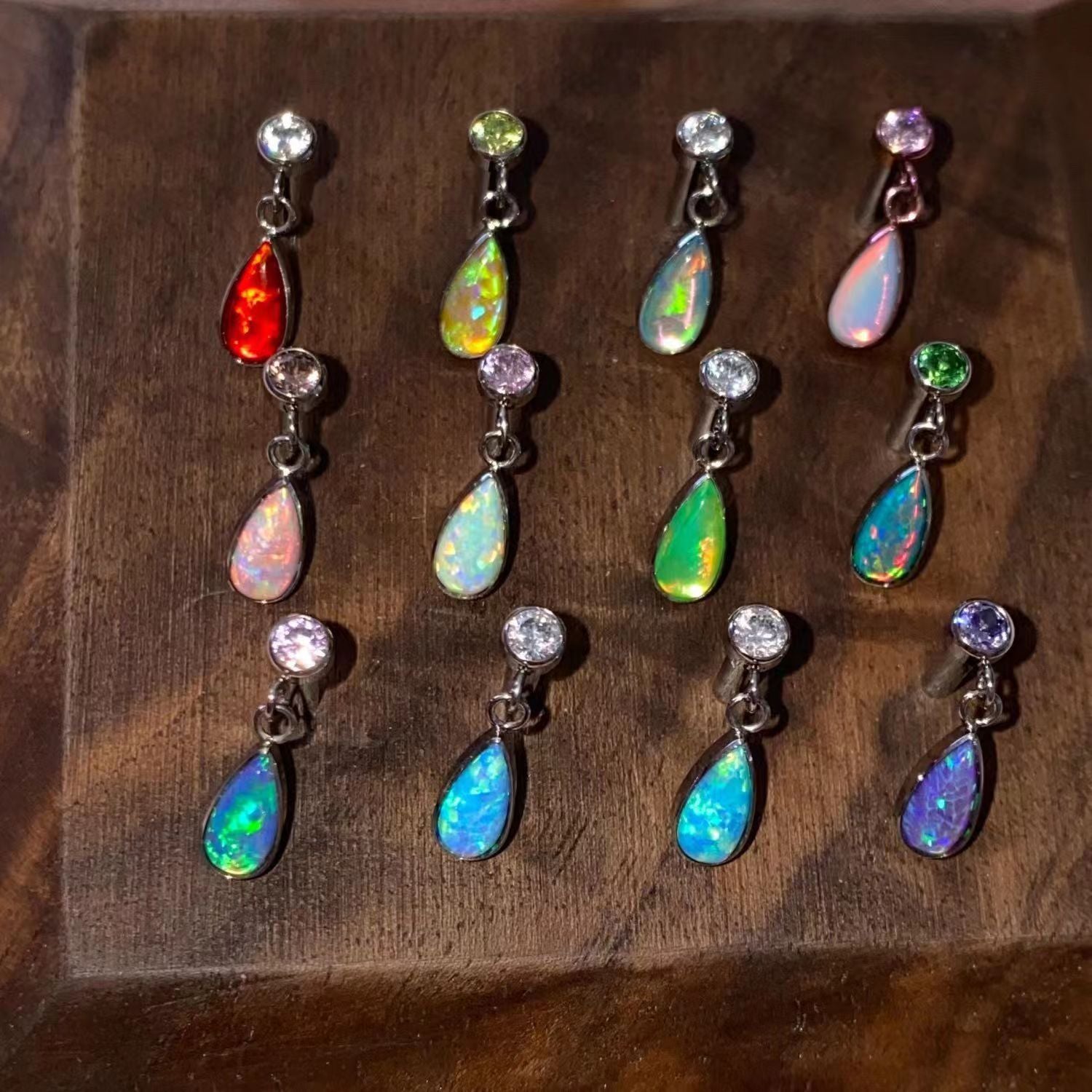 Wholesale color Opal small water drop pendant ear bone  earrings