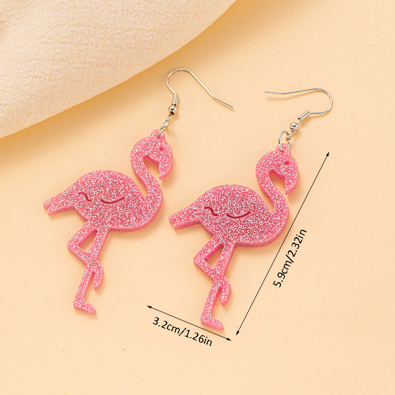 Wholesale Summer Holiday Style Flamingo Ear Hook Acrylic Earrings ACC-ES-Jiay008