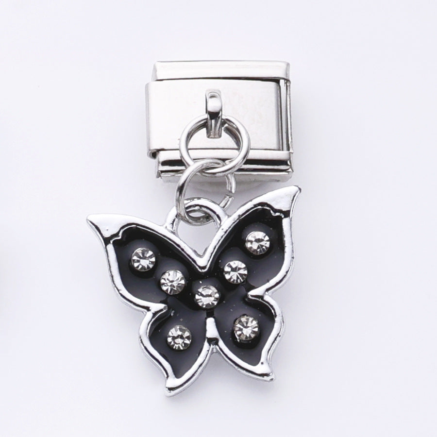 Wholesale 10pcs Italian Charm Bracelet 9mm DIY Splicing Oil Drop Butterfly Sunflower Stainless Steel Composable Bracelet