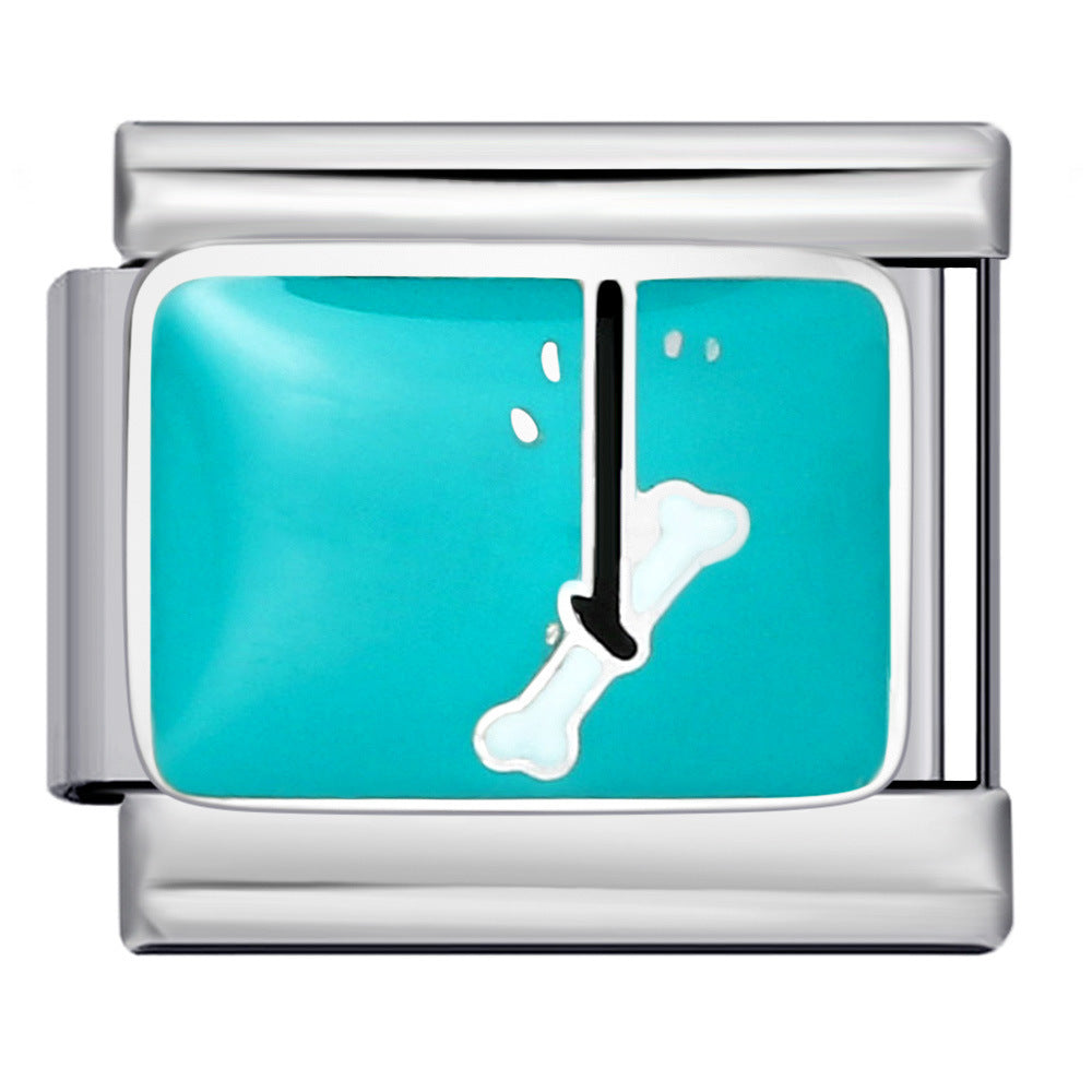 Wholesale 2pcs/pack  Italian Charm Bracelet 9mm DIY Splicing Creative Pattern Stainless Steel Composable Bracelet