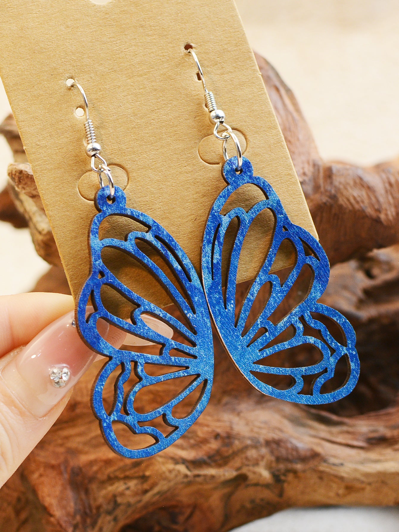 Wholesale Wood Butterfly Hollow Earrings ACC-ES-LuoKun001