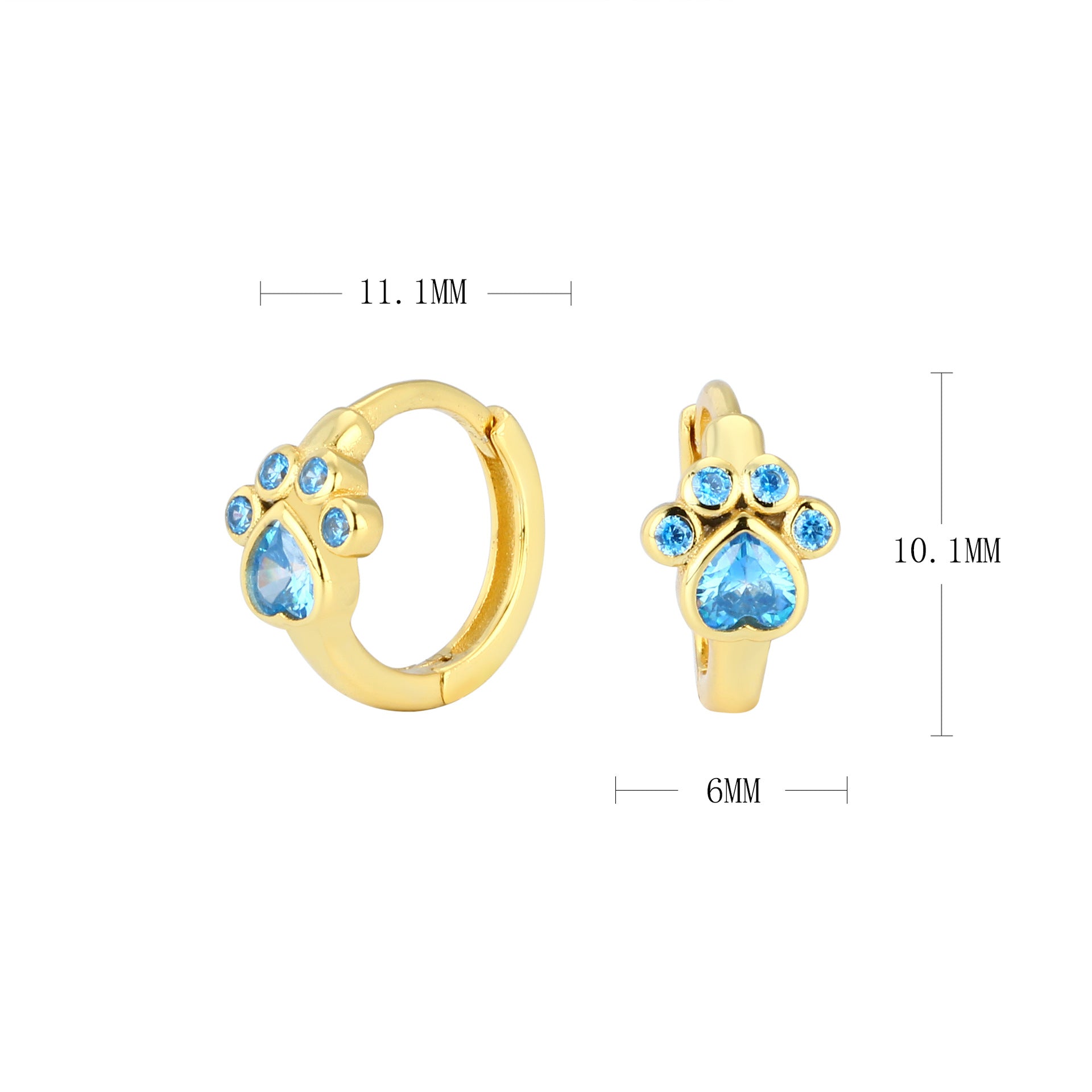 Wholesale S925 Sterling Silver Earrings Forest Cute Earrings Cat Paw Prints Inlaid Blue Zirconium Diamond Earrings ACC-ES-HRB006