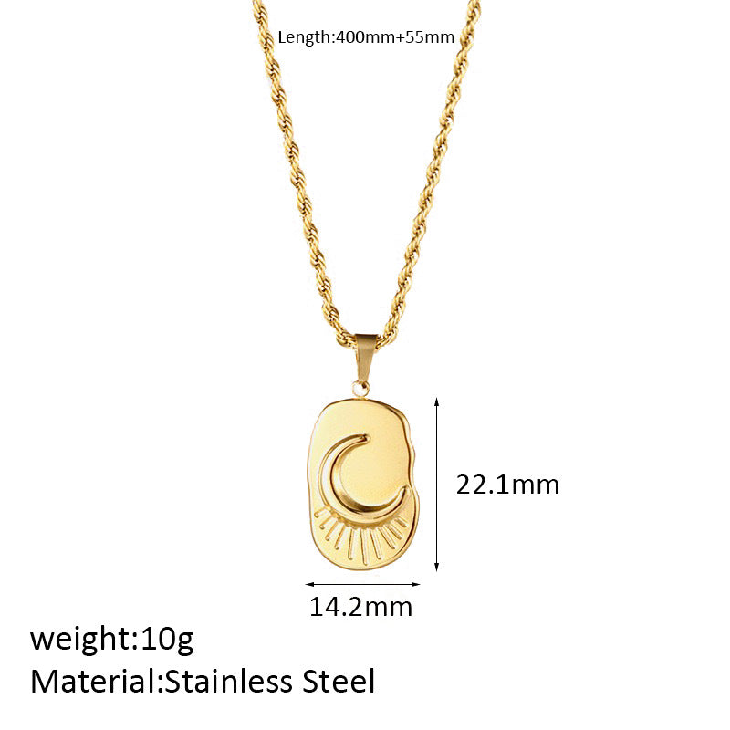 Wholesale  retro necklace titanium steel l gold-plated plain chain pendant necklace