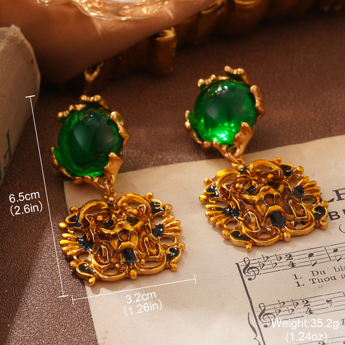 Wholesale Retro  Pearl Heart Earrings Silver Tassel Ring Leaf Splicing Necklace