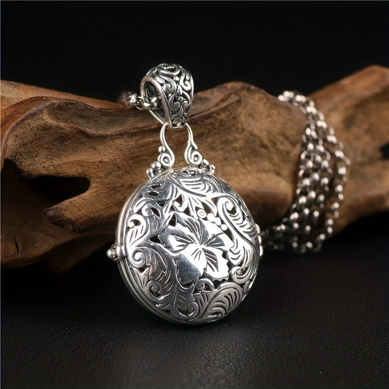 Wholesale Openable incense ball wrapped branch pattern hollow necklace