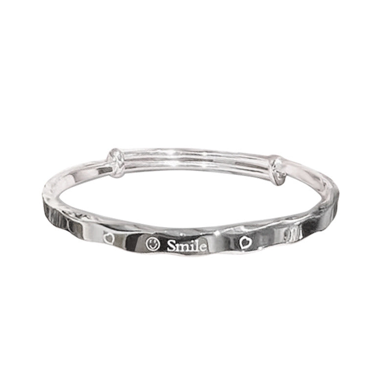 Wholesale s925 silver letter smile plain bracelet