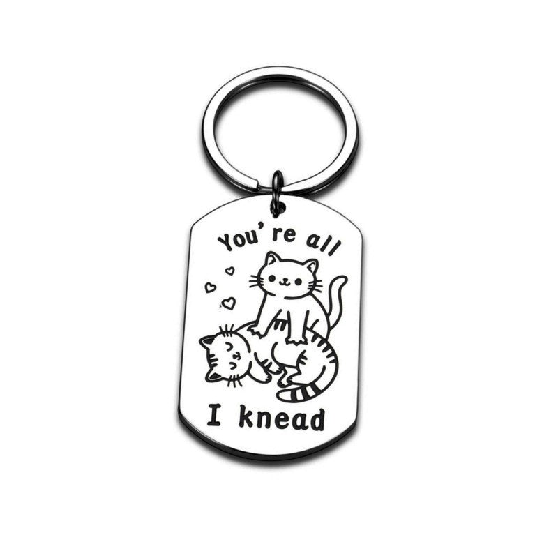Wholesale Cute Cat Pet Tag Keychain Stainless Steel Engraved Pendant Gift Accessory