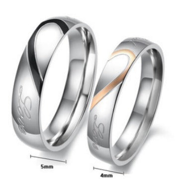 Wholesale black gold love titanium steel couple Ring Ring small jewelry gifts
