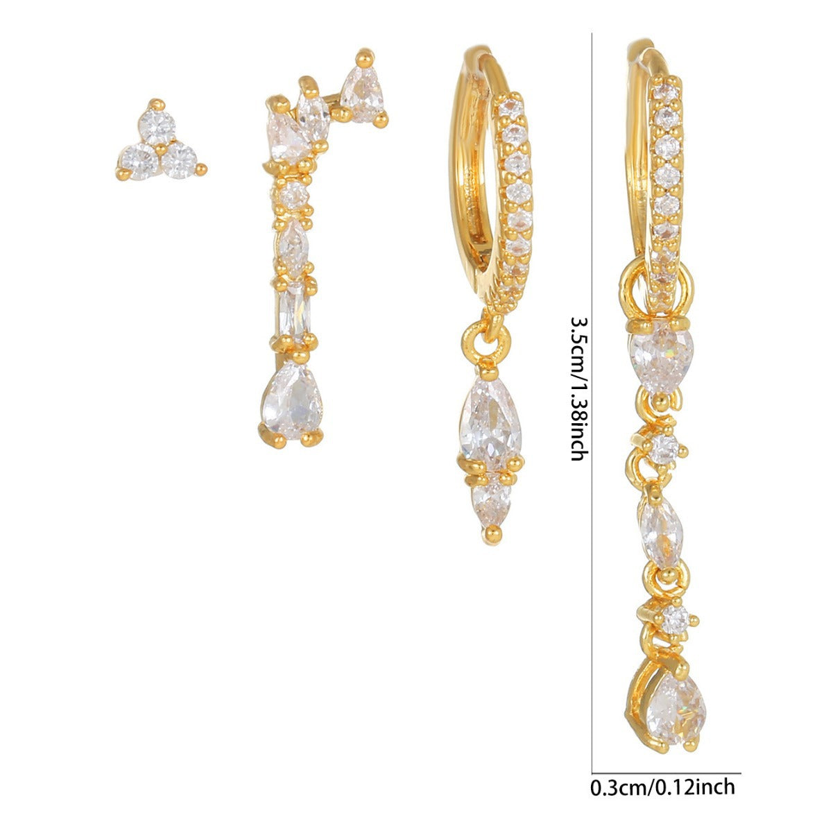 Wholesale geometric zircon ear studs earrings Valentine's Day