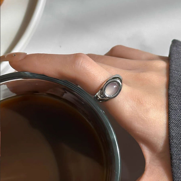 Wholesale Advanced Cat' s Eye Metal Open Ring  Niche Retro Personalized Simple All-match Elegant Ring
