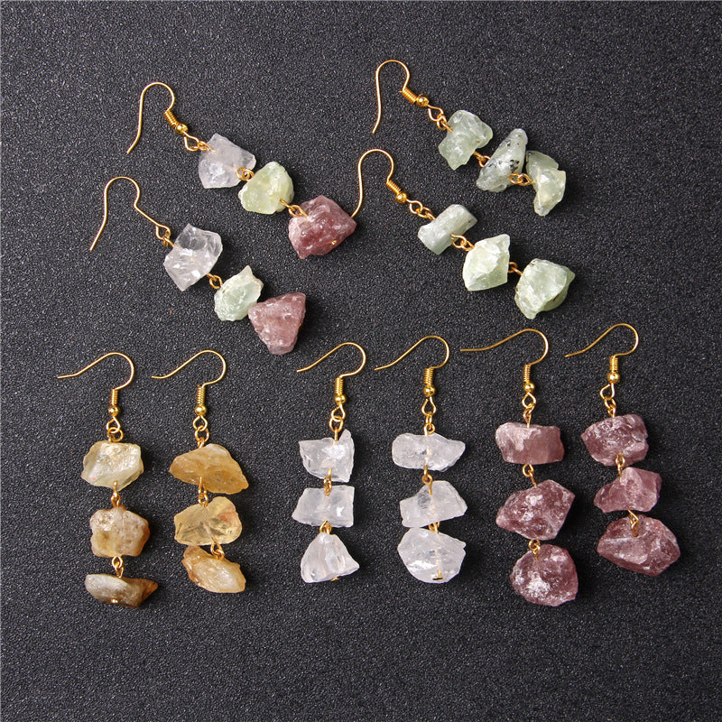 Wholesale Natural Stone Raw Stone Crushed Stone Earrings ACC-ES-GEB001