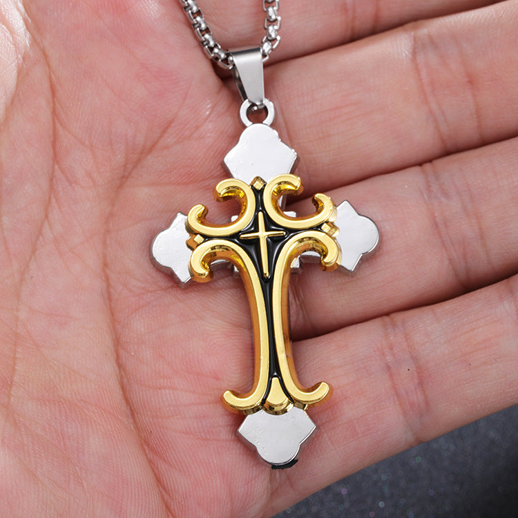 Wholesale Long versatile titanium steel cross sweater chain