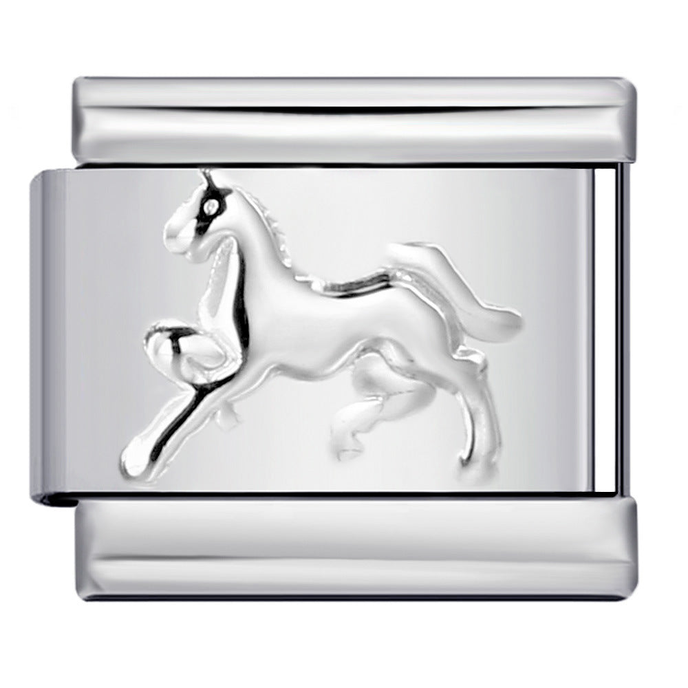 Wholesale Italian Charm Bracelet 9mm DIY Splicing Removable Convex Silver Element Stainless Steel Composable Bracelet