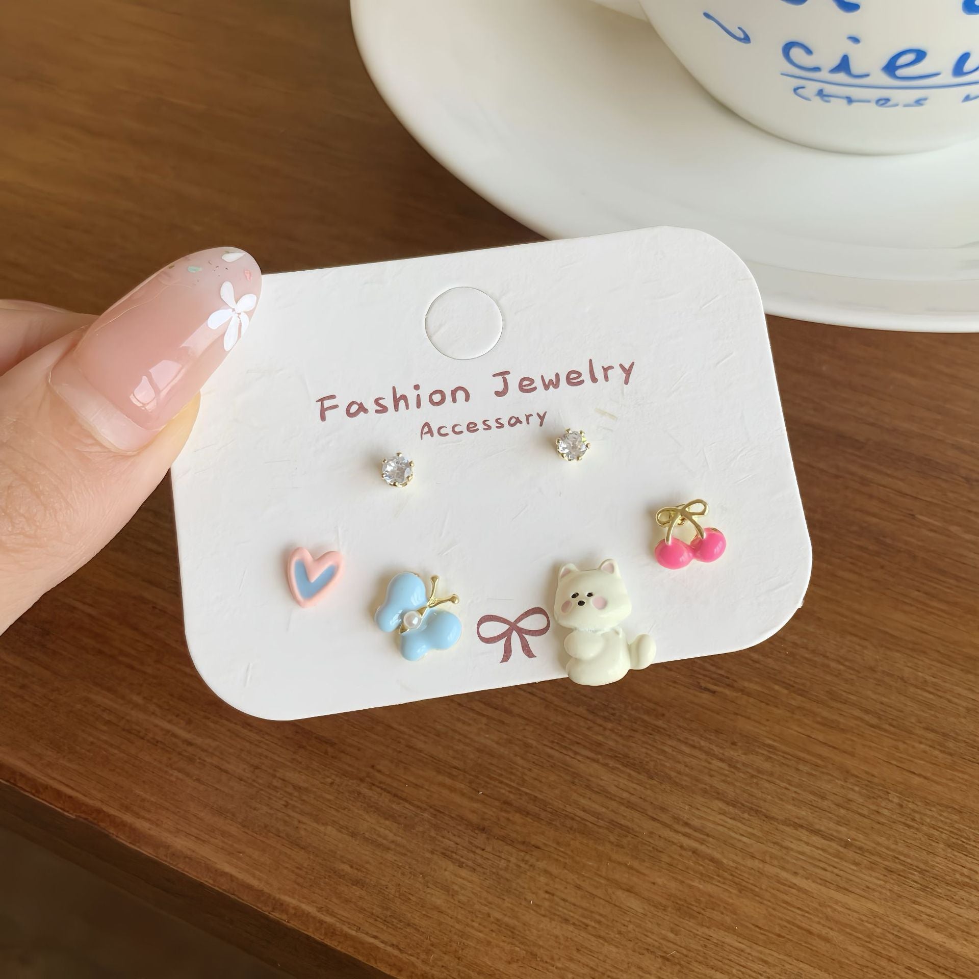 Wholesale Childlike and Cute Puppy Earrings with Tassels Silver Needles Earrings