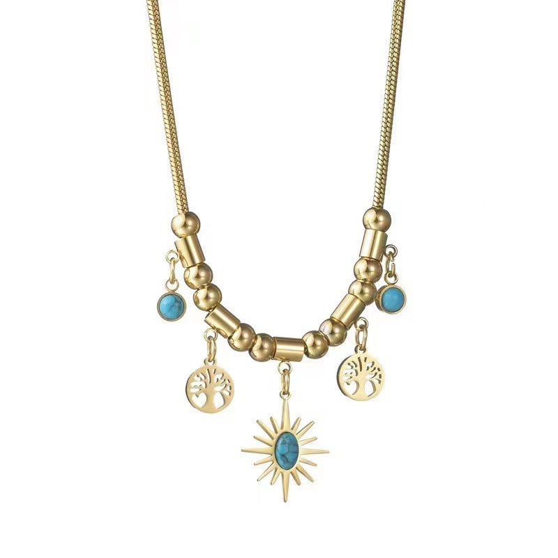Wholesale Light Luxury Turquoise Pendant Bracelet Necklace