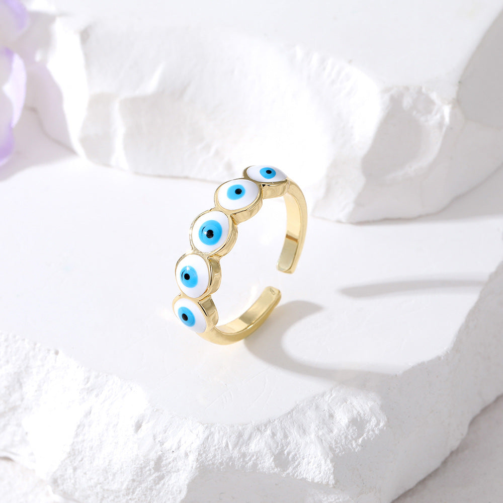 Wholesale Alloy Plated Evil Eye Open Ring Geometric Retro Design Fashion Jewelry Accessory For Everyday Wear