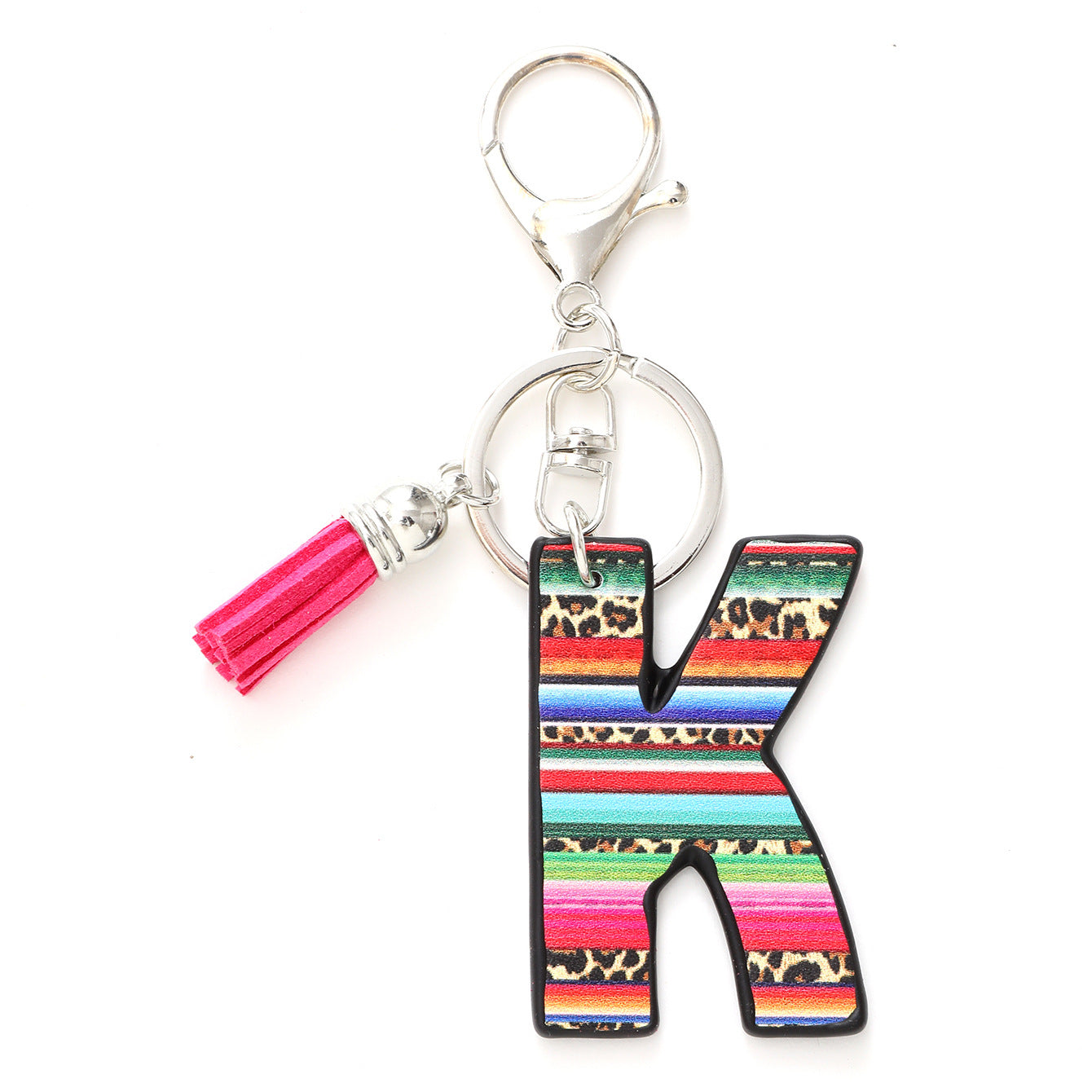 Wholesale Western Style Aztec Leopard Leather Letter Tassel Keychain ACC-KC-YTian009