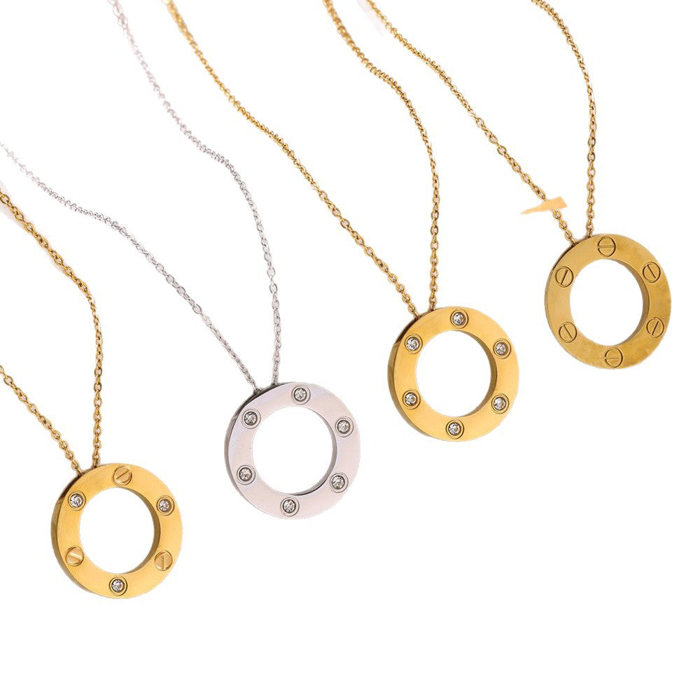 Wholesale Titanium Steel Gold Plated Starry Sky Pendant Necklace Fashion Accessory