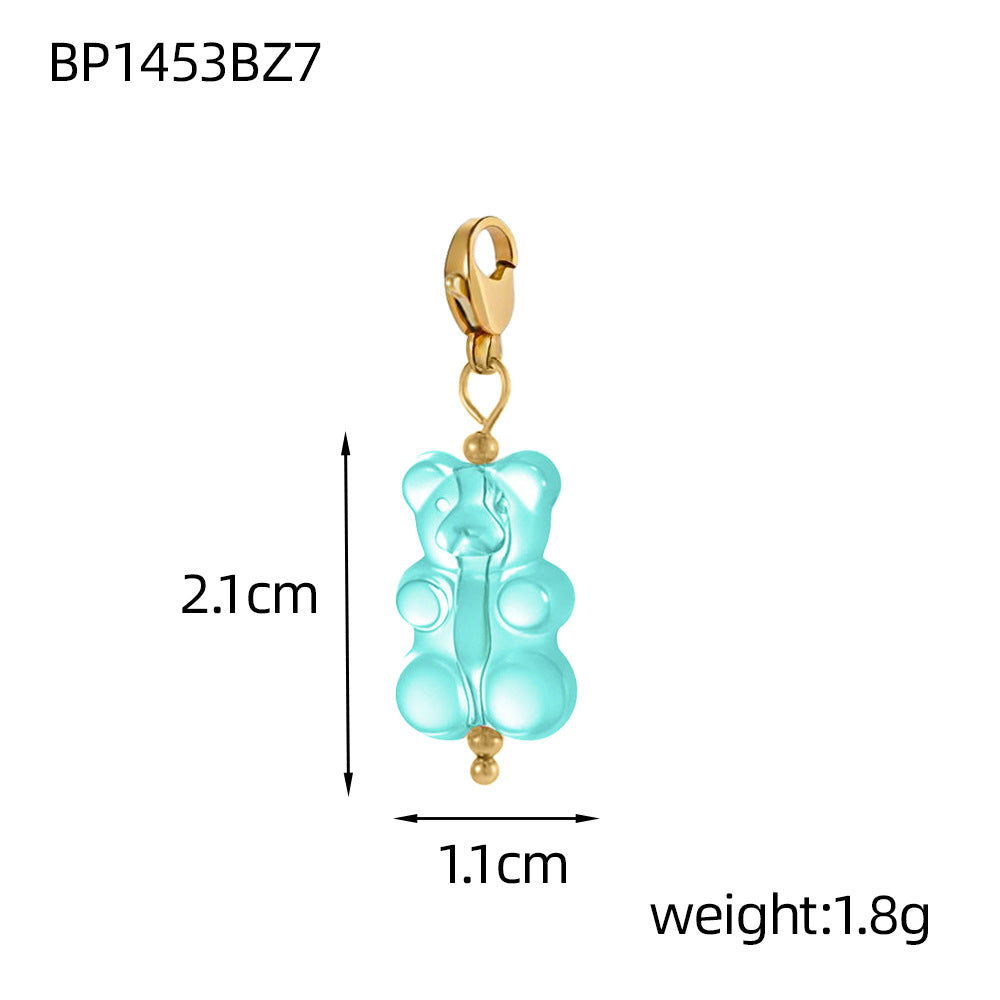 Wholesale  Macaron Colorful Bear DIY Jewelry Pendant