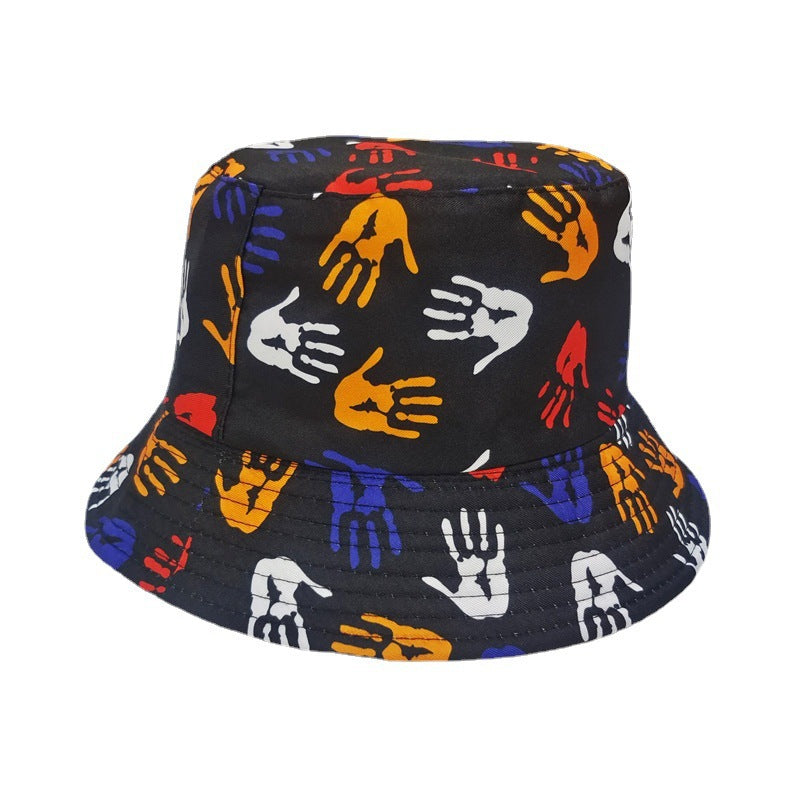 Wholesale  double-sided basin hat colorful printed Palm printed fisherman hat